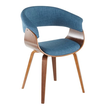 LUMISOURCE Vintage Mod Dining/Accent Chair in Walnut and Blue Fabric CH-VMONL WLBU